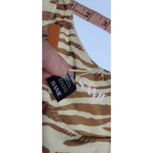 SAME Los Angeles Swim Bikiny Bottom Womens Acrylic 90s Color beige Brown Zebra S - Picture 5 of 9